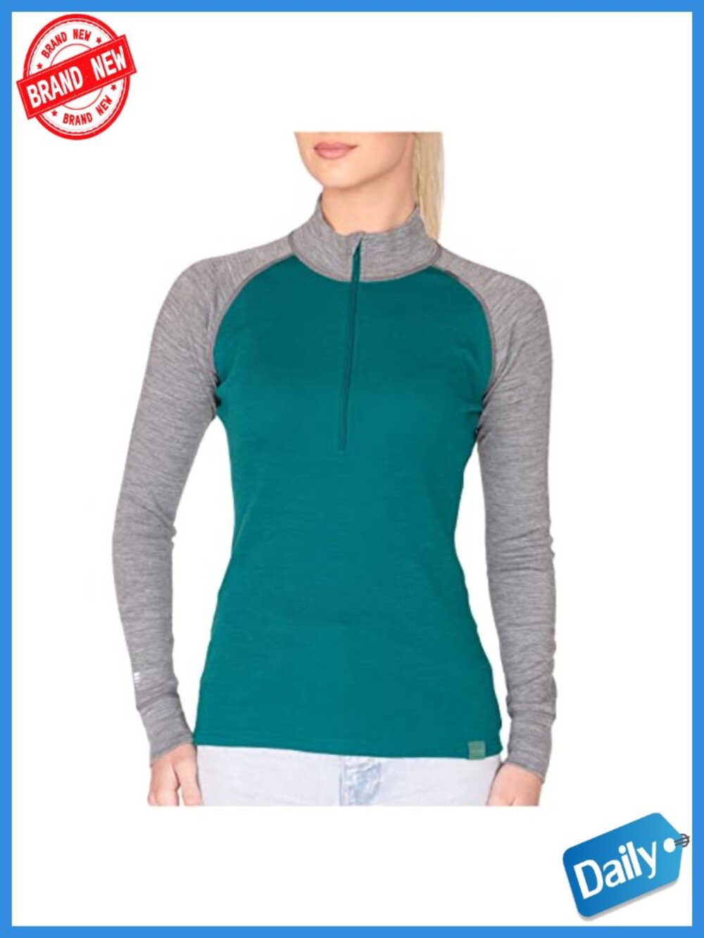 Midweight 100% Merino Wool Half Zip Turtleneck Base Layer Thermal Top